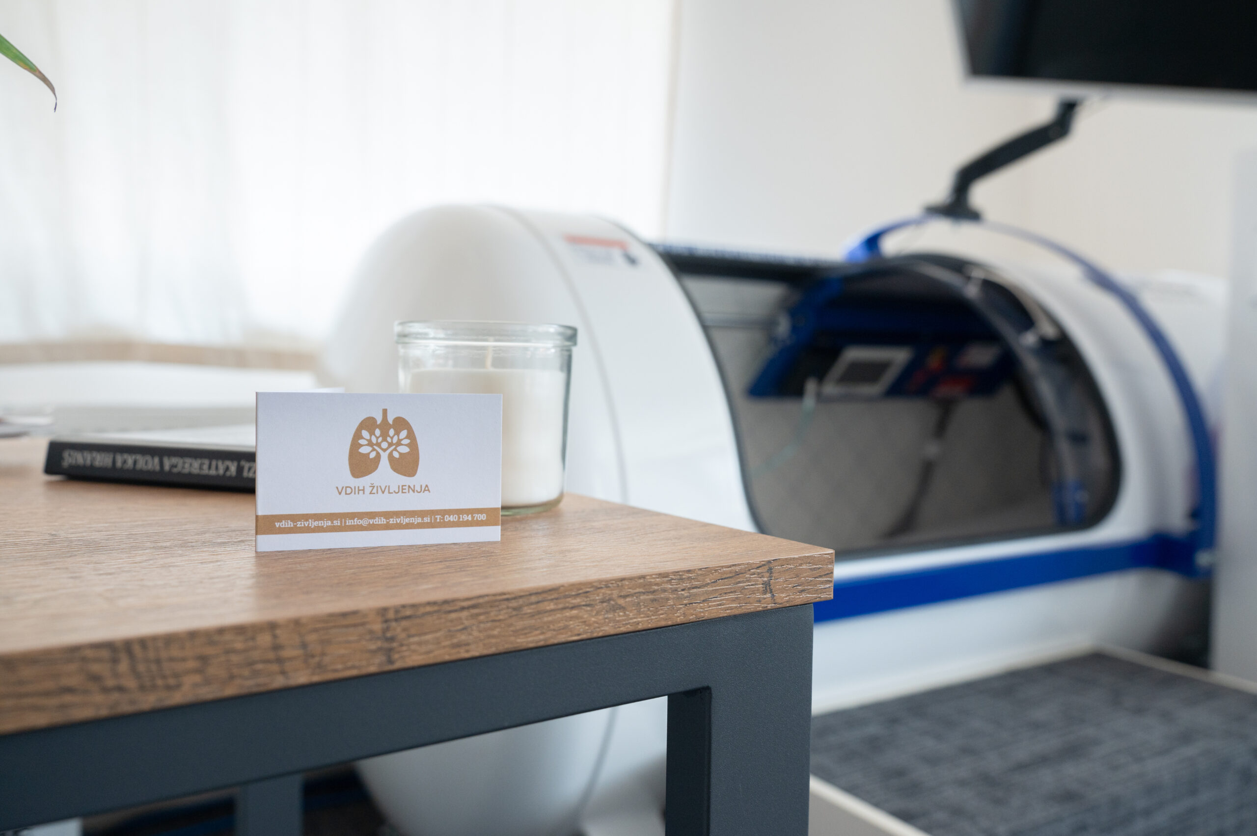 Desk with Card and Machine